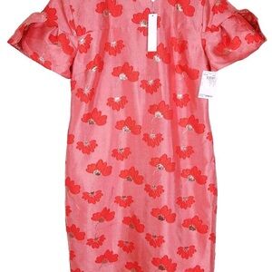 Trina Turk Jacinta Floral Pink Gold Metallic Tulip Dress size 10